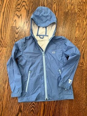 Light Blue Hooded Windbreaker Jacket